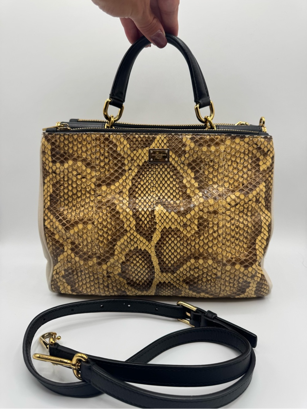 Dolce & Gabbana Python-Print Bag with Strap